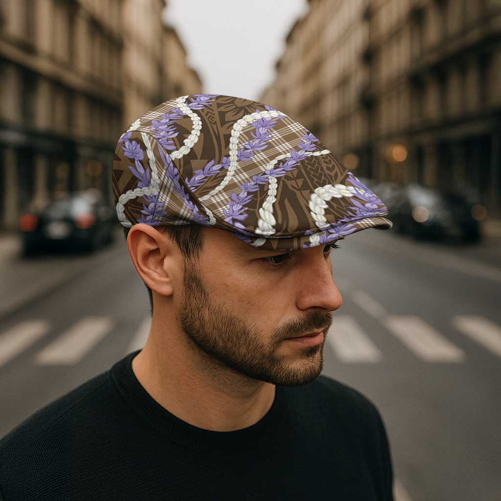 Brown Hawaii Palaka Honohono Pikake Jeff Hat Hawaiian Orchid Lei Polynesian Pattern - Polynesian Pride