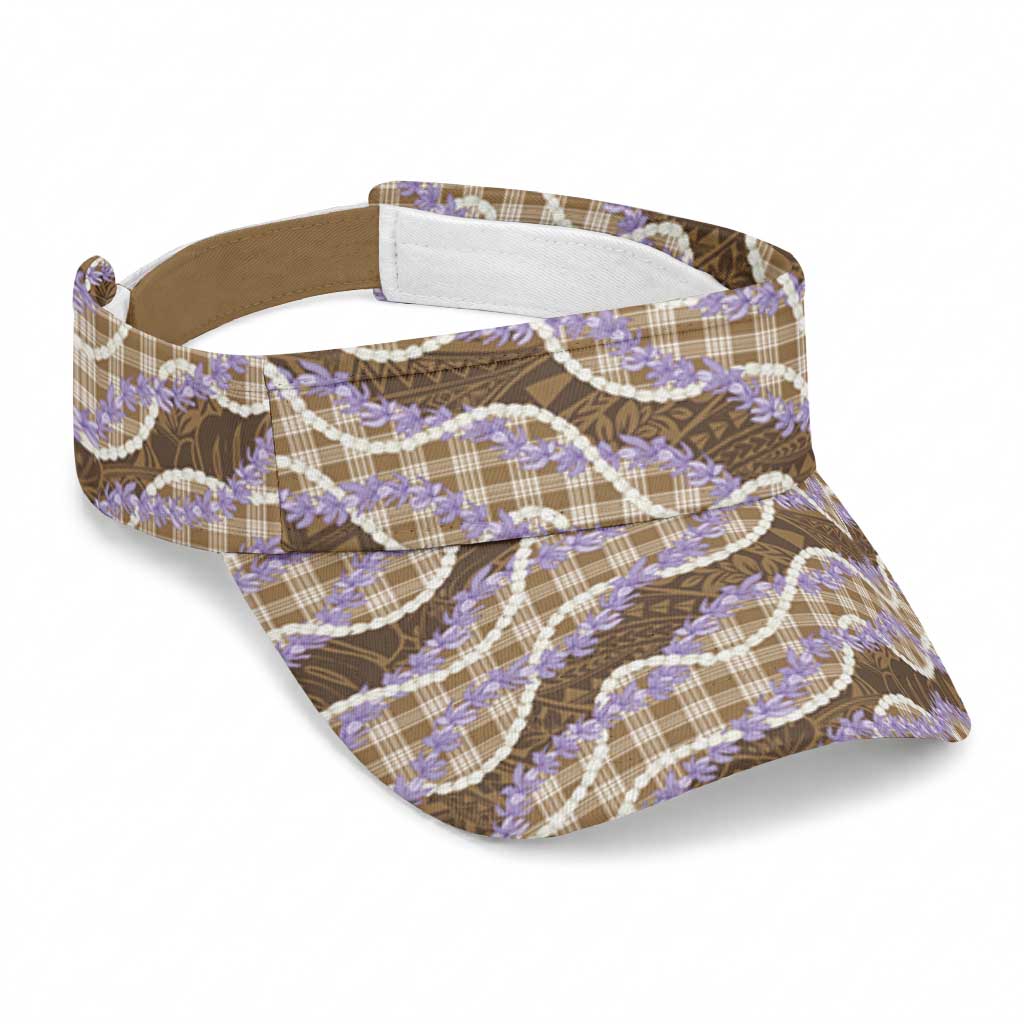 Brown Hawaii Palaka Honohono Pikake Sun Visor Cap Hawaiian Orchid Lei Polynesian Pattern LT14 Universal Fit Brown - Polynesian Pride