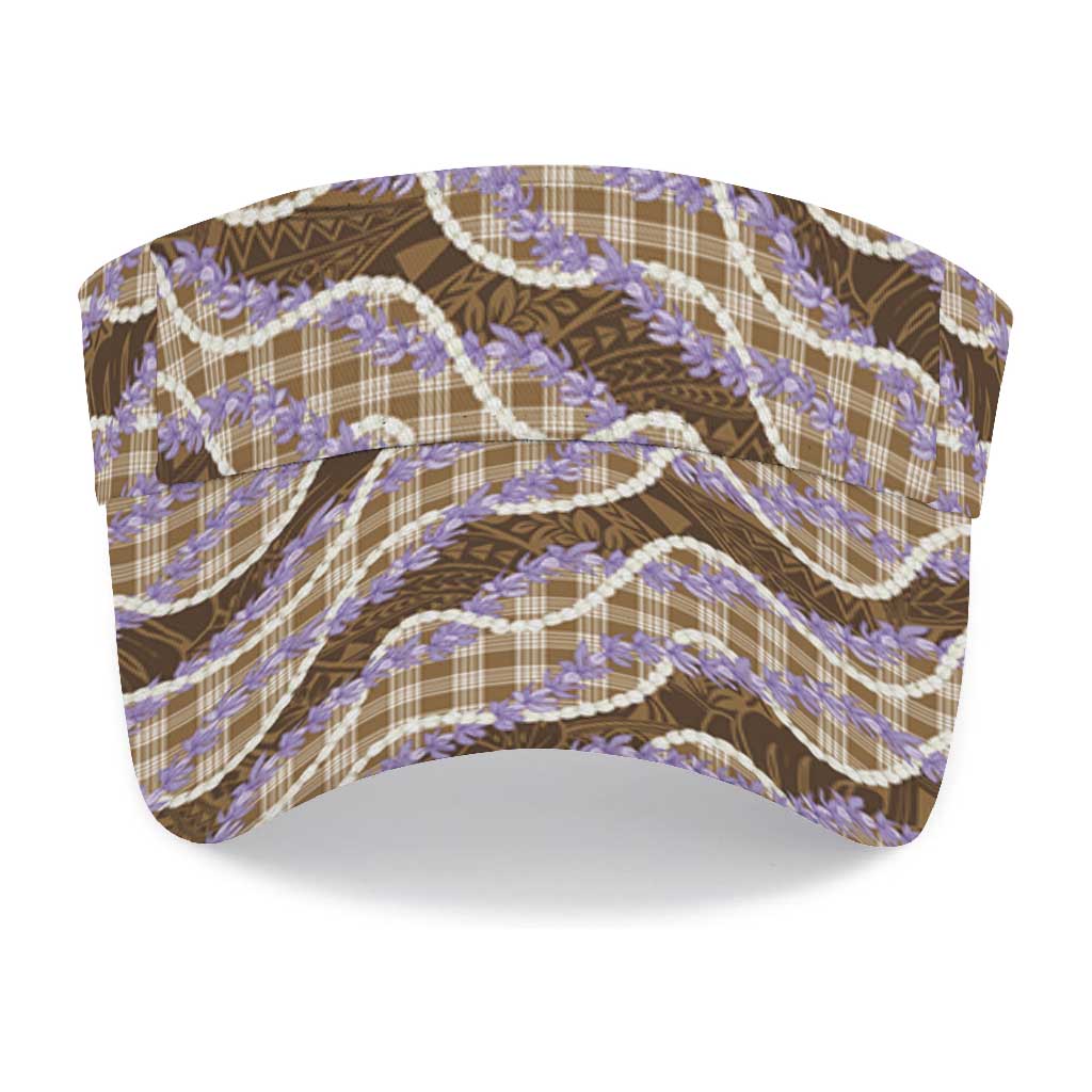 Brown Hawaii Palaka Honohono Pikake Sun Visor Cap Hawaiian Orchid Lei Polynesian Pattern LT14 - Polynesian Pride
