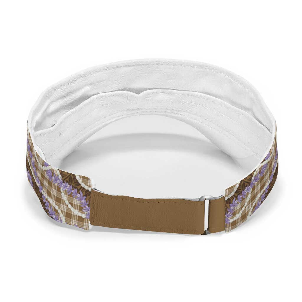 Brown Hawaii Palaka Honohono Pikake Sun Visor Cap Hawaiian Orchid Lei Polynesian Pattern LT14 - Polynesian Pride