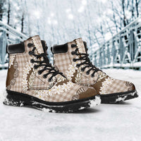 Brown Hawaii Tiare and Shell Lei All Season Boots Hawaiian Palaka Luxury Vibes - Polynesian Pride