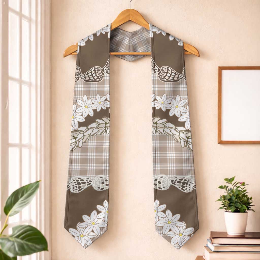 Brown Hawaii Tiare and Shell Lei Graduation Stole Hawaiian Palaka Luxury Vibes LT14 One Size Brown - Polynesian Pride