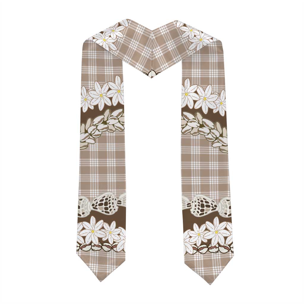 Brown Hawaii Tiare and Shell Lei Graduation Stole Hawaiian Palaka Luxury Vibes LT14 - Polynesian Pride