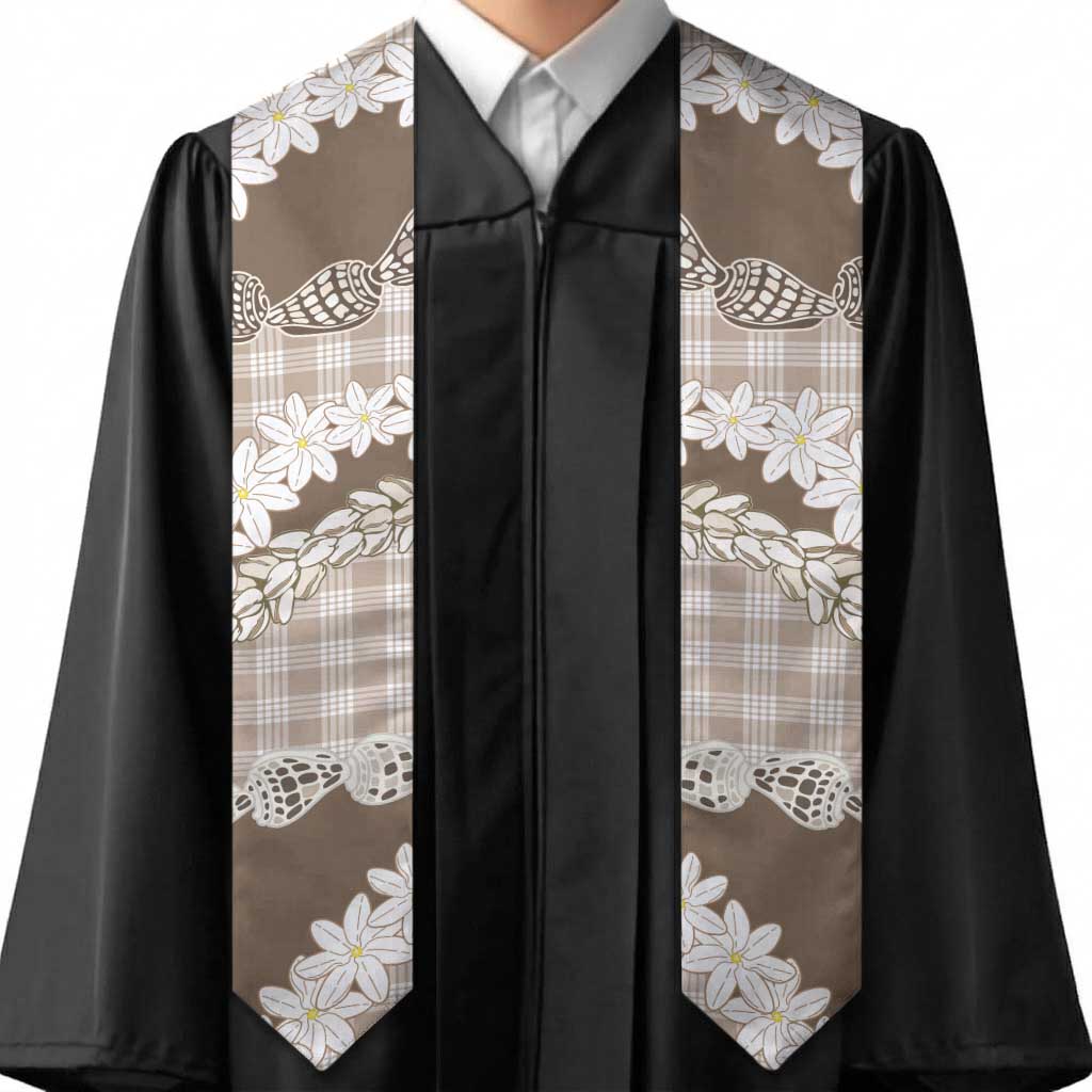 Brown Hawaii Tiare and Shell Lei Graduation Stole Hawaiian Palaka Luxury Vibes LT14 - Polynesian Pride