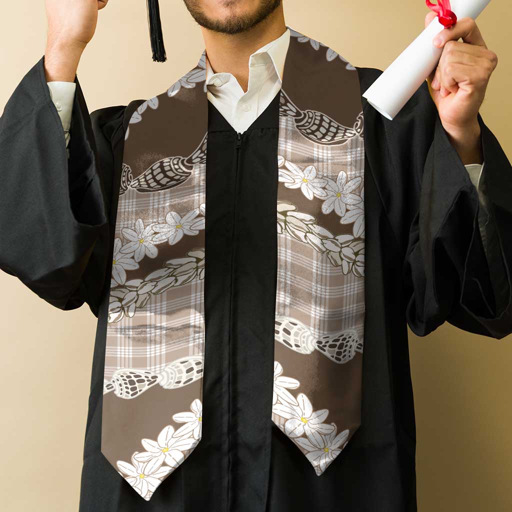 Brown Hawaii Tiare and Shell Lei Graduation Stole Hawaiian Palaka Luxury Vibes LT14 - Polynesian Pride