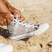 Brown Hawaii Tiare and Shell Lei High Top Shoes Hawaiian Palaka Luxury Vibes LT14 - Polynesian Pride