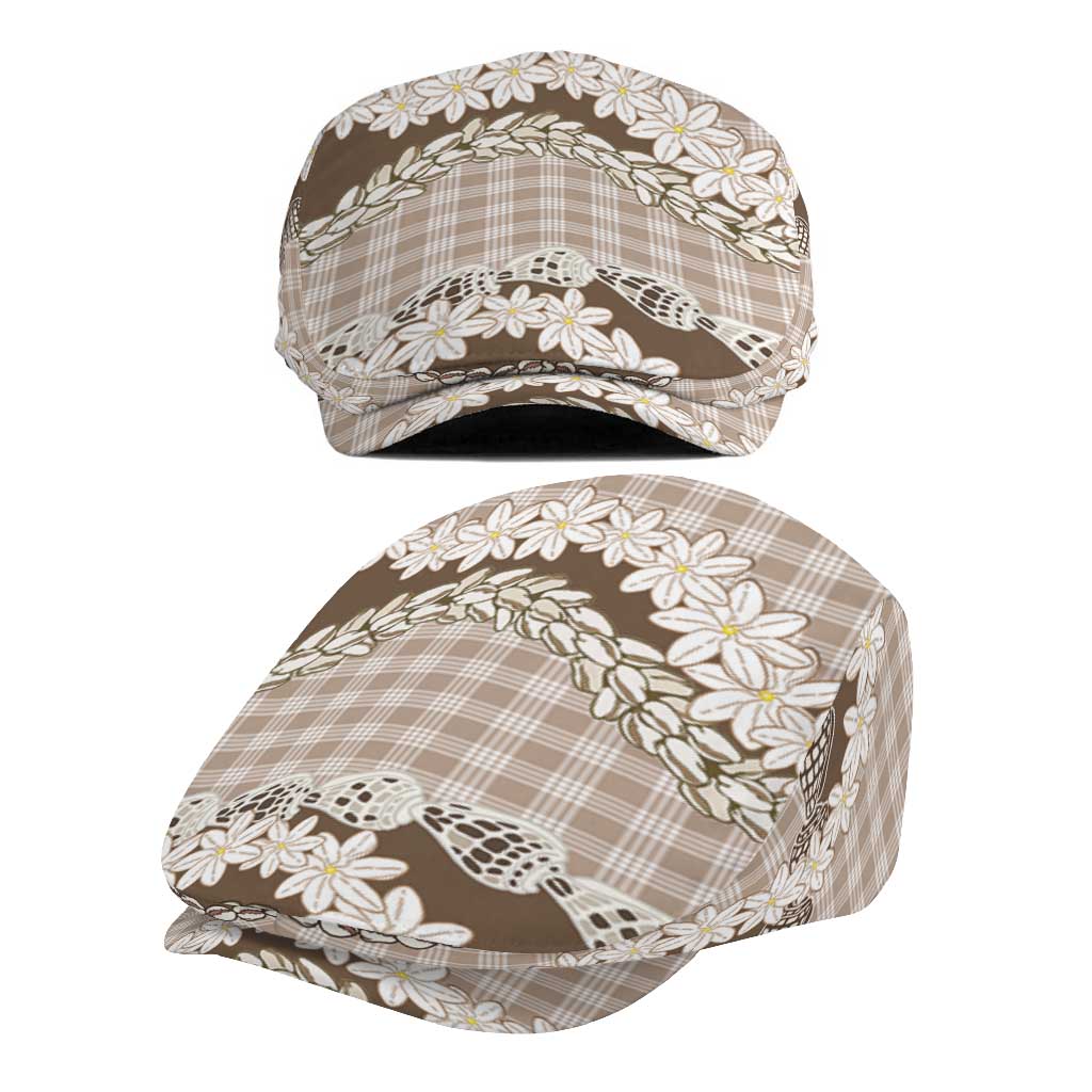 Brown Hawaii Tiare and Shell Lei Jeff Hat Hawaiian Palaka Luxury Vibes - Polynesian Pride