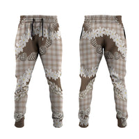 Brown Hawaii Tiare and Shell Lei Jogger Pants Hawaiian Palaka Luxury Vibes LT14 Brown - Polynesian Pride