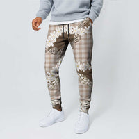 Brown Hawaii Tiare and Shell Lei Jogger Pants Hawaiian Palaka Luxury Vibes LT14 - Polynesian Pride
