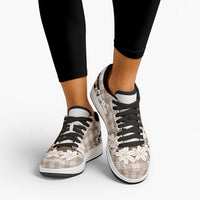 Brown Hawaii Tiare and Shell Lei Low Sneakers Hawaiian Palaka Luxury Vibes LT14