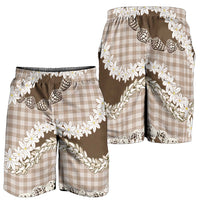 Brown Hawaii Tiare and Shell Lei Shorts for Men Hawaiian Palaka Luxury Vibes LT14 - Polynesian Pride