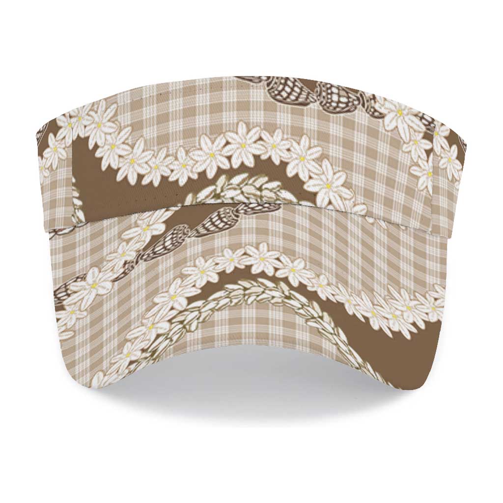Brown Hawaii Tiare and Shell Lei Sun Visor Cap Hawaiian Palaka Luxury Vibes LT14 - Polynesian Pride