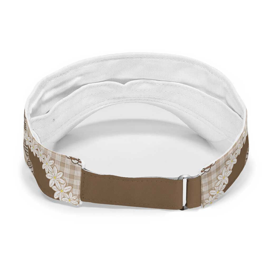 Brown Hawaii Tiare and Shell Lei Sun Visor Cap Hawaiian Palaka Luxury Vibes LT14 - Polynesian Pride