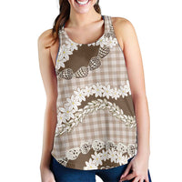 Brown Hawaii Tiare and Shell Lei Women Racerback Tank Hawaiian Palaka Luxury Vibes LT14 - Polynesian Pride