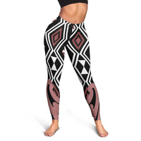 Brown New Zealand Leggings Aotearoa Kowhaiwhai Mix Taniko Art LT14
