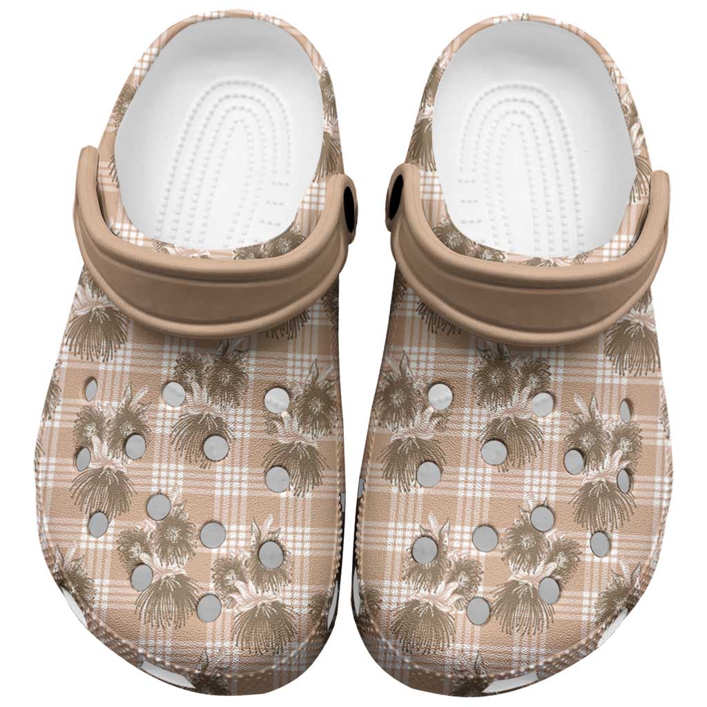 Brown Palaka Hawaii Clogs Shoes Hawaiian Lehua Blossoms LT05 Brown - Polynesian Pride