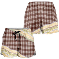 Brown Palaka Hawaii Leis Elegant Vibes Shorts for Women LT14 - Polynesian Pride