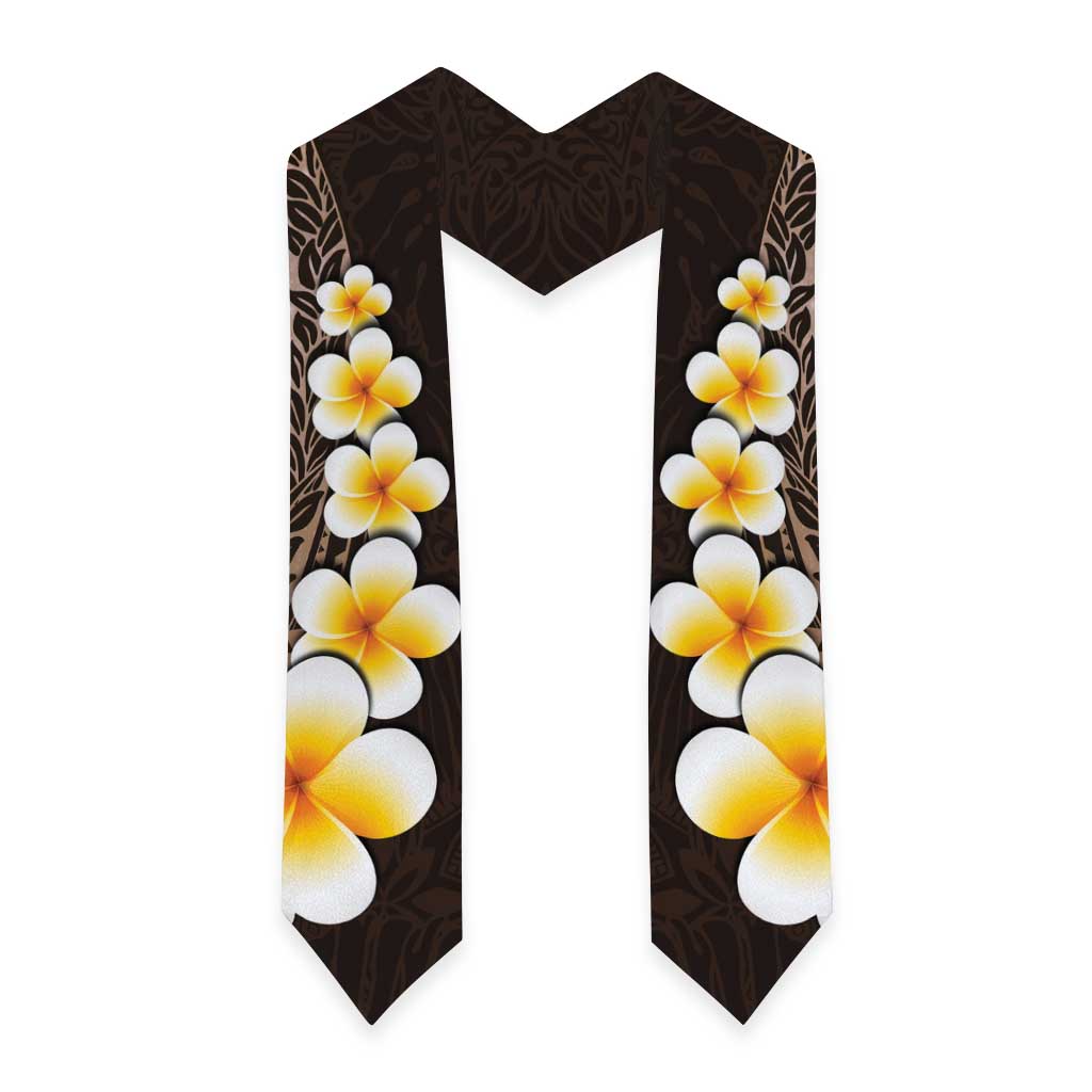 Brown Polynesia Graduation Stole Plumeria Tropical Leaves With Galaxy Polynesian Art LT14 - Polynesian Pride
