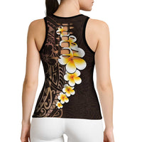 Brown Polynesia Hollow Tank Top Plumeria Tropical Leaves Galaxy Polynesian Art LT14 - Polynesian Pride