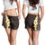 Brown Polynesia Shorts for Women Plumeria Tropical Leaves With Galaxy Polynesian Art - Polynesian Pride