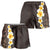Brown Polynesia Shorts for Women Plumeria Tropical Leaves With Galaxy Polynesian Art - Polynesian Pride