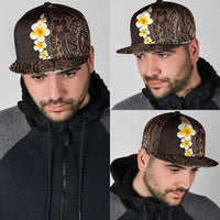 Brown Polynesia Snapback Cap Plumeria Tropical Leaves With Galaxy Polynesian Art - Polynesian Pride