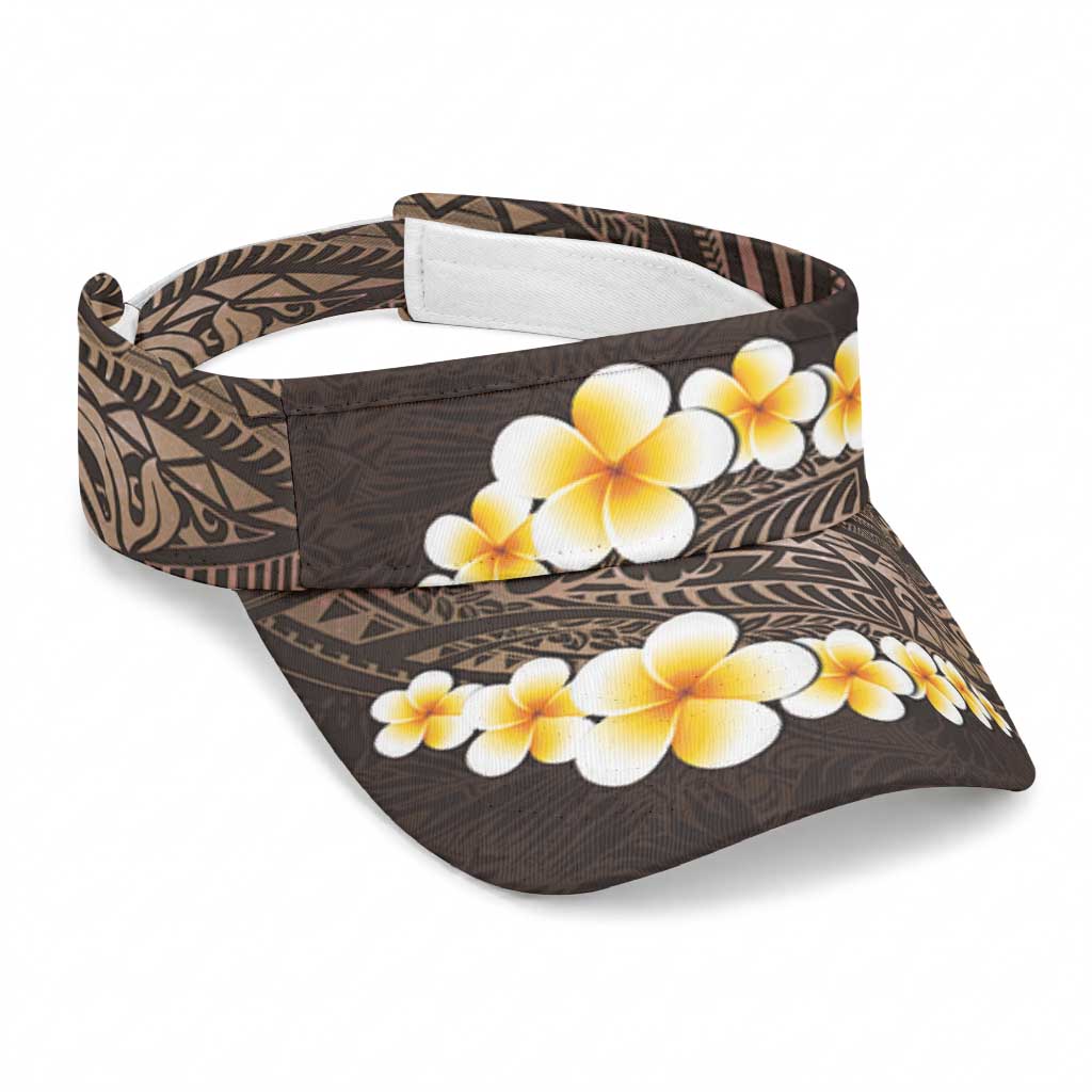 Brown Polynesia Sun Visor Cap Plumeria Tropical Leaves With Galaxy Polynesian Art LT14 Universal Fit Brown - Polynesian Pride