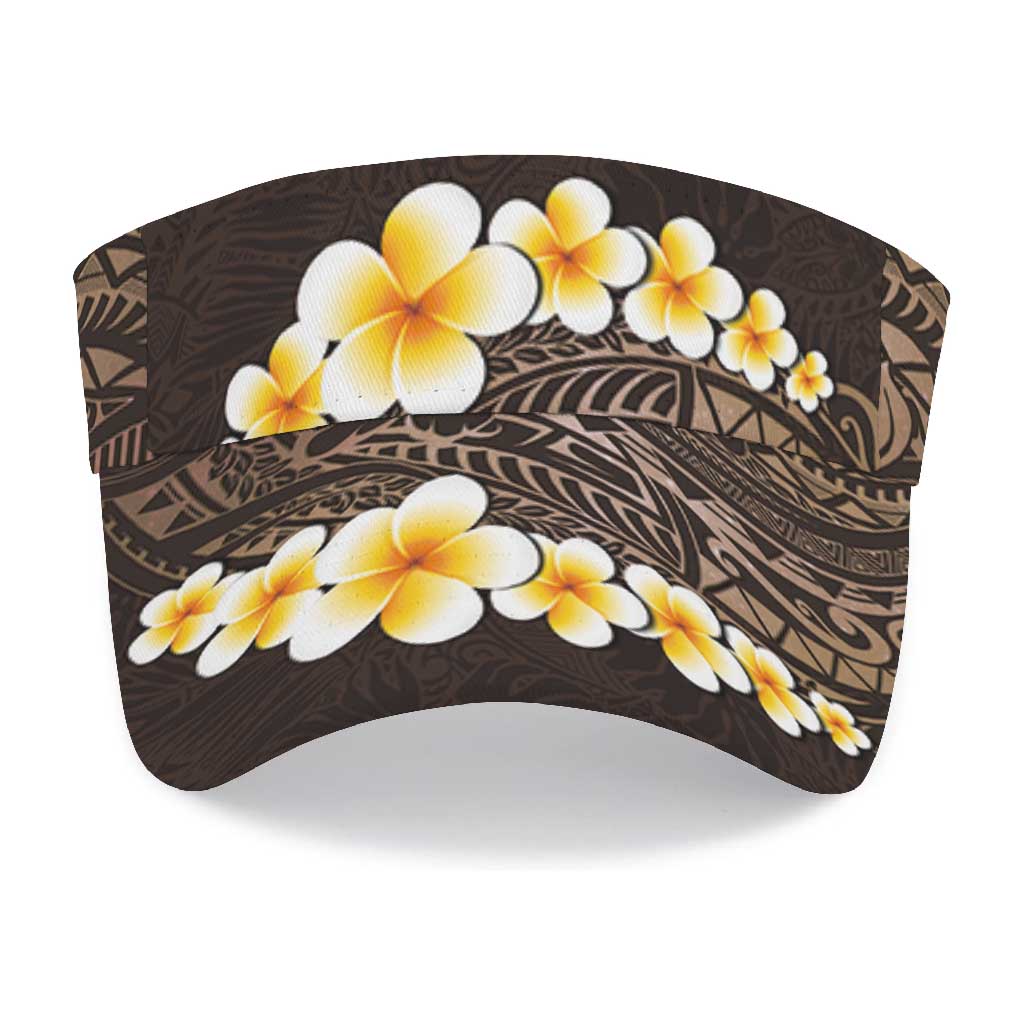 Brown Polynesia Sun Visor Cap Plumeria Tropical Leaves With Galaxy Polynesian Art LT14 - Polynesian Pride