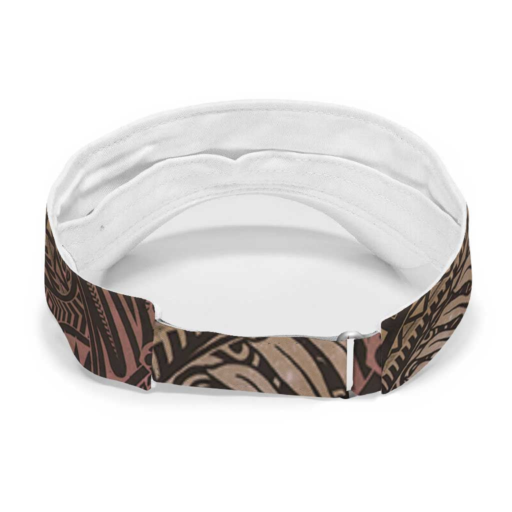 Brown Polynesia Sun Visor Cap Plumeria Tropical Leaves With Galaxy Polynesian Art LT14 - Polynesian Pride