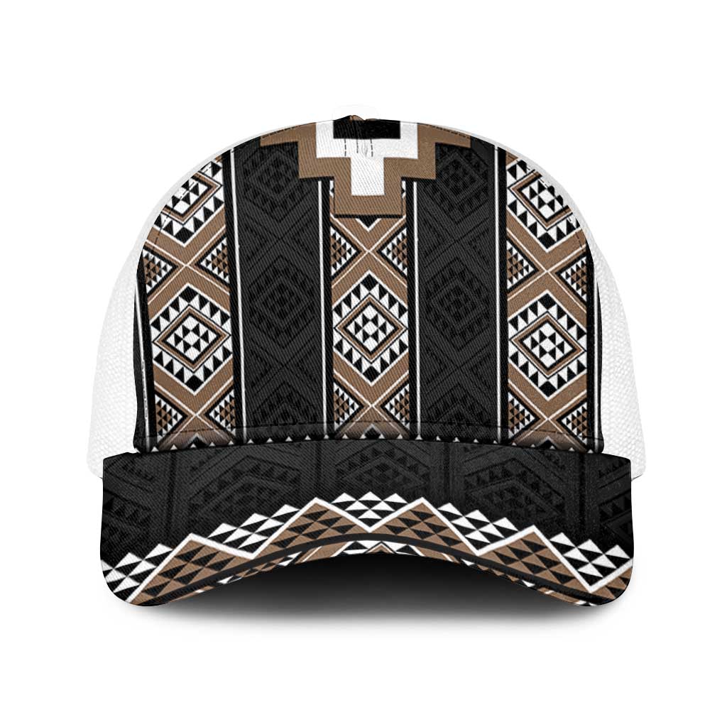 Brown Taniko Aotearoa Mesh Trucker Cap Niho Taniwha Mix Poutama - Polynesian Pride