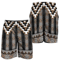 Brown Taniko Aotearoa Shorts for Men Niho Taniwha Mix Poutama LT14 - Polynesian Pride