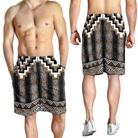 Brown Taniko Aotearoa Shorts for Men Niho Taniwha Mix Poutama LT14 - Polynesian Pride