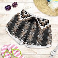 Brown Taniko Aotearoa Shorts for Women Niho Taniwha Mix Poutama LT14 Brown - Polynesian Pride