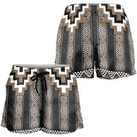 Brown Taniko Aotearoa Shorts for Women Niho Taniwha Mix Poutama LT14 - Polynesian Pride