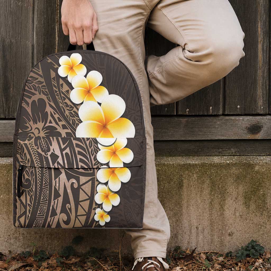 Brown Tropical Plumeria With Galaxy Polynesian Art Backpack LT14 - Polynesian Pride