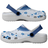 Bula Fiji Clogs Shoes Blue Plumeria Masi Tapa Pattern - Polynesian Pride