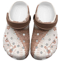 Bula Fiji Clogs Shoes Brown Plumeria Masi Tapa Pattern - Polynesian Pride