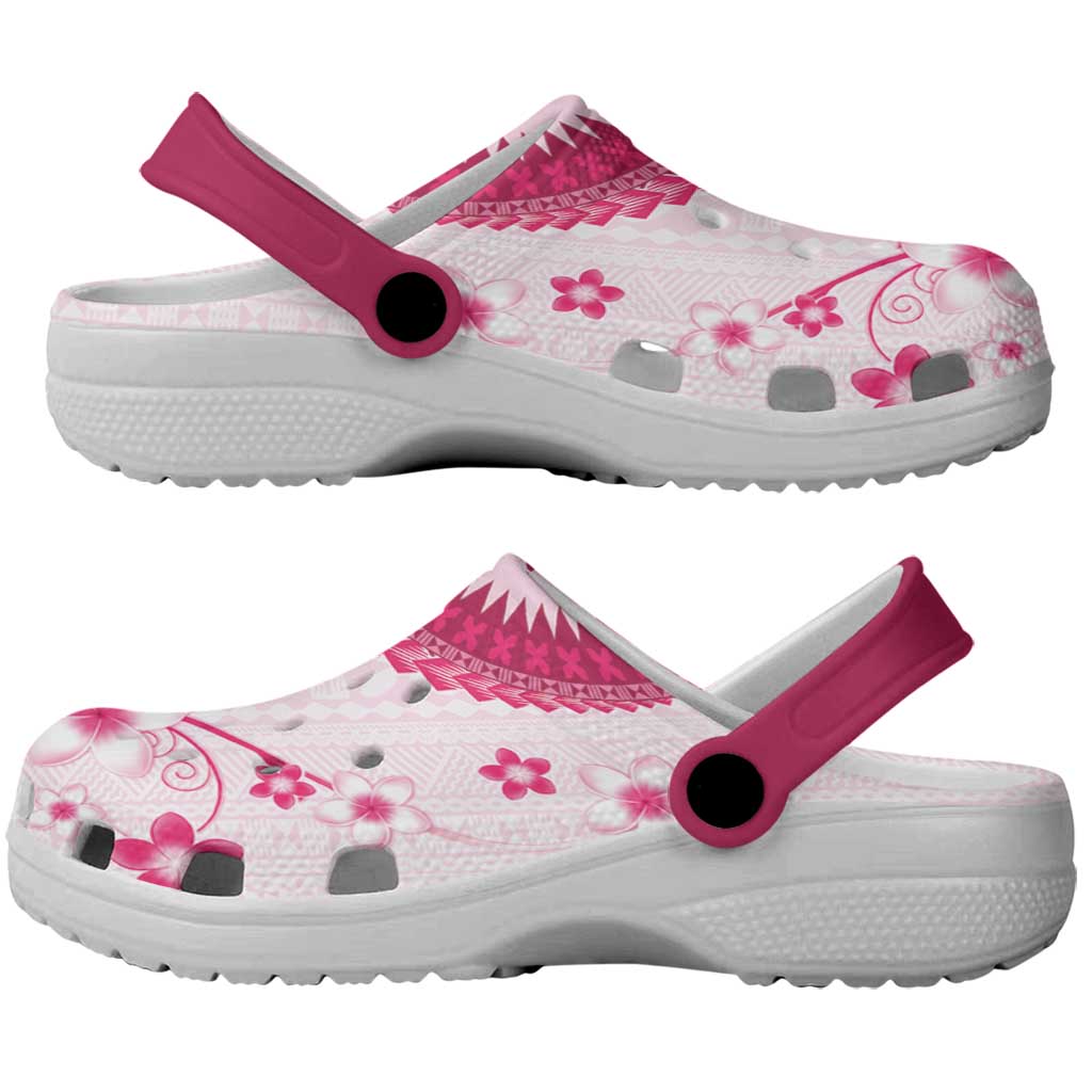 Bula Fiji Clogs Shoes Pink Plumeria Masi Tapa Pattern - Polynesian Pride