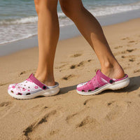 Bula Fiji Clogs Shoes Pink Plumeria Masi Tapa Pattern - Polynesian Pride