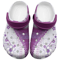 Bula Fiji Clogs Shoes Violet Plumeria Masi Tapa Pattern - Polynesian Pride