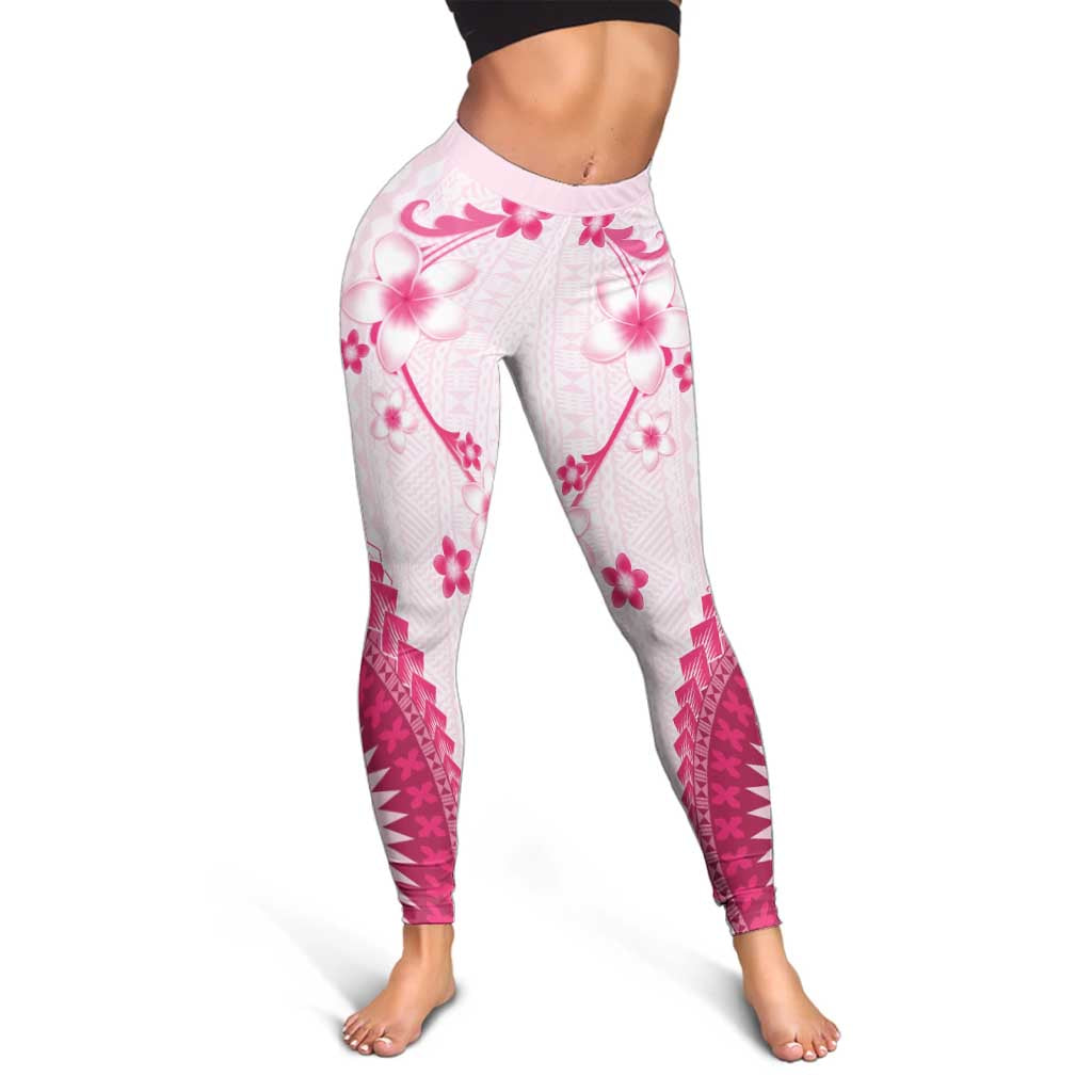 Bula Fiji Leggings Pink Plumeria Masi Tapa Pattern - Polynesian Pride