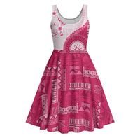 Bula Fiji Midi Dress Pink Plumeria Masi Tapa Pattern - Polynesian Pride