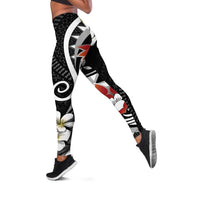 Bula Fiji Tagimaucia Mix Plumeria Masi Tapa Leggings Black
