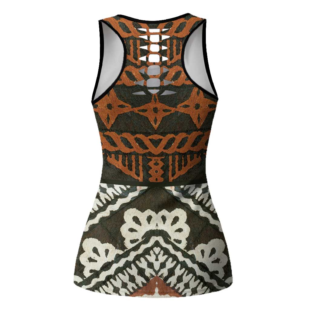 Bula Fiji Tapa Hollow Tank Top Fijian Masi Vintage Vibes - Polynesian Pride