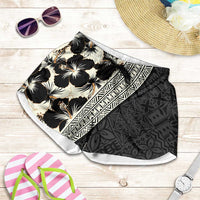 Bula Hibiscus Festival Shorts for Women Tapa Pattern Half Style LT03 Beige - Polynesian Pride