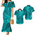 Hawaii Couples Matching Mermaid Dress and Hawaiian Shirt Turquoise Polynesian Tribal Art LT14 Turquoise - Polynesian Pride