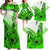 Green Hawaii Family Matching Outfits Off Shoulder Maxi Dress And Hawaiian Shirt Polynesian Shark Tattoo LT14 - Polynesian Pride