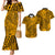 Hawaii Couples Matching Mermaid Dress and Hawaiian Shirt Gold Polynesian Tribal Art LT14