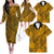 Gold Hawaii Family Matching Off Shoulder Long Sleeve Dress And Hawaiian Shirt Tribal Art LT14 - Polynesian Pride