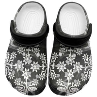 Cook Islands Black Marble Tivaevae Clogs Shoes LT05 Black - Polynesian Pride